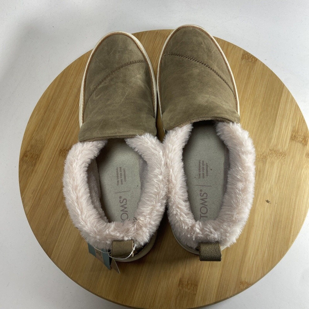 Toms Paxton Slip On Shoes Brown Suede Sherpa Lined Women’s SZ 7.5 - Picture 5 of 9